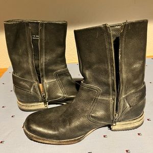 Cole Haan Leather Zip Up Buckle Up Boots